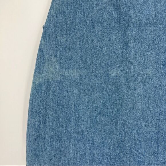 VTG Mickey Unlimited Jerry Leigh Blue Chambray Button Down Sleeveless Shirt - Picture 8 of 10